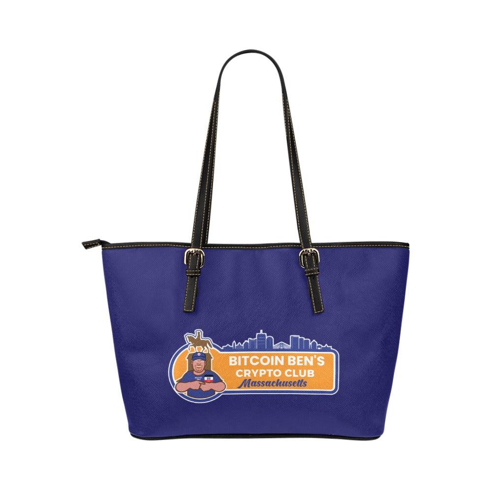 Bitcoin Ben Mass Club Ladies Handbag Leather Tote Bag/Small (Model 1651) - Miniaday Designs, LLC.