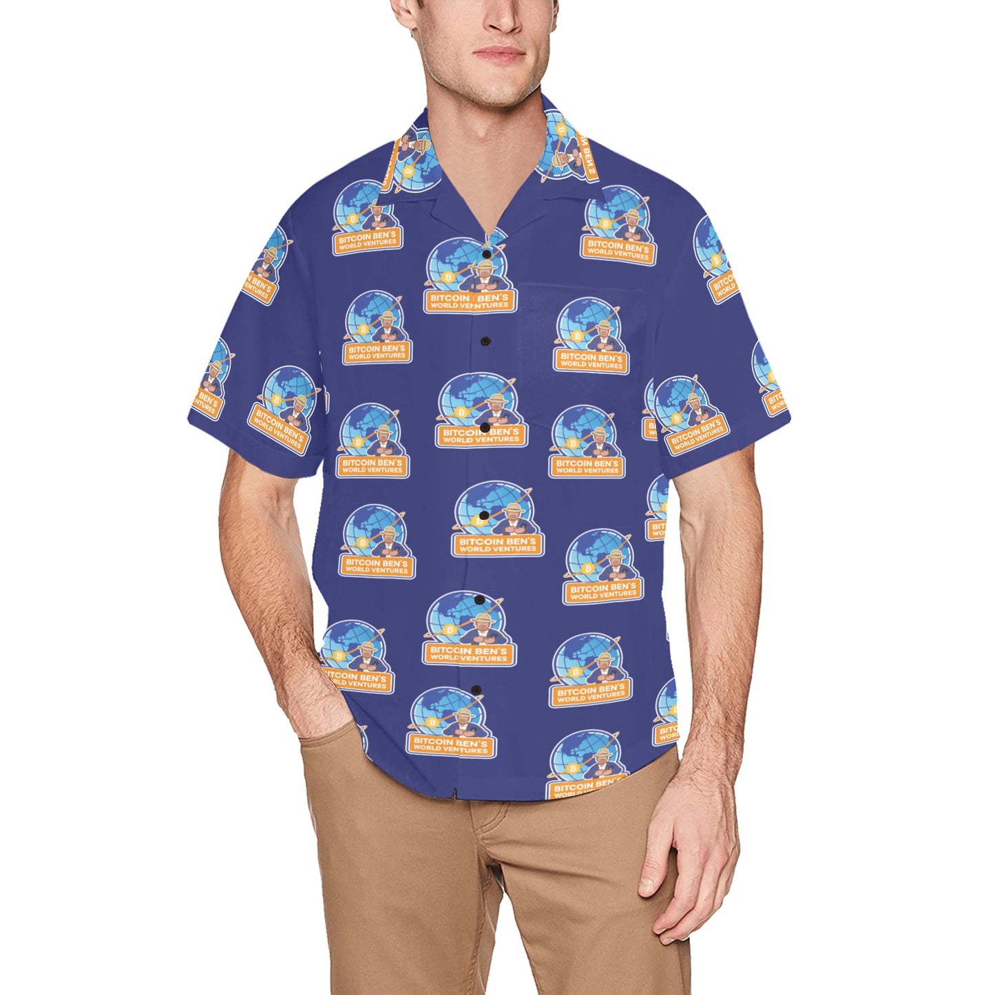 Bitcoin Ben.io LARGE Vertical Logo Hawaiian Shirt