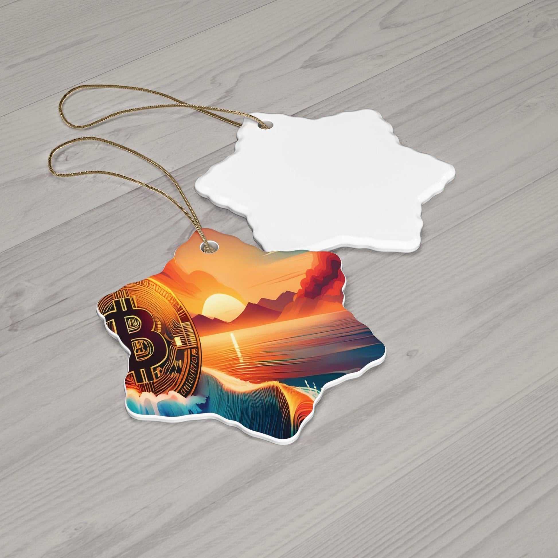 Ride the Wave with Bitcoin Ceramic Ornament, 4 Shapes - Miniaday Designs, LLC.