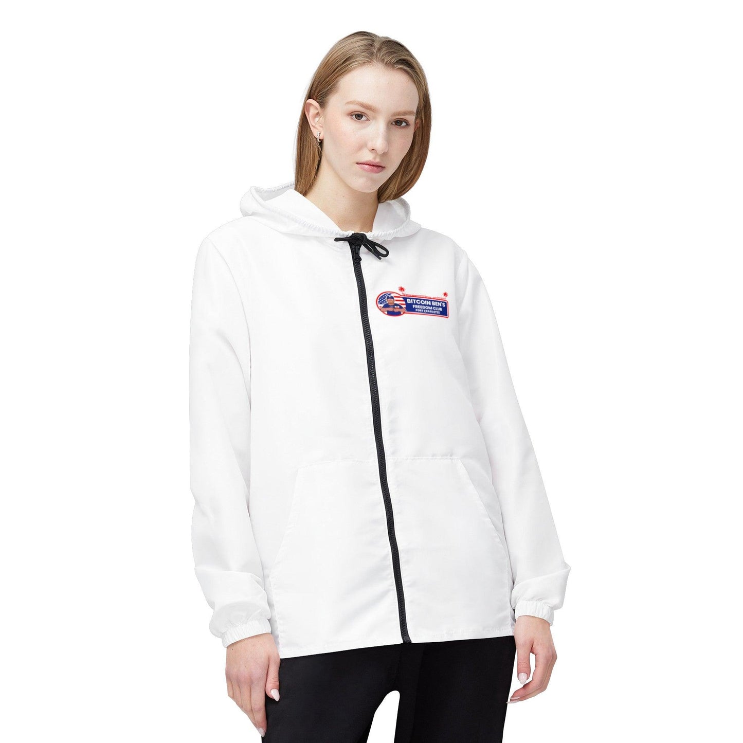 Bitcoin Ben Freedom Club Port Charlotte Windbreaker Jacket (AOP) - Miniaday Designs, LLC.