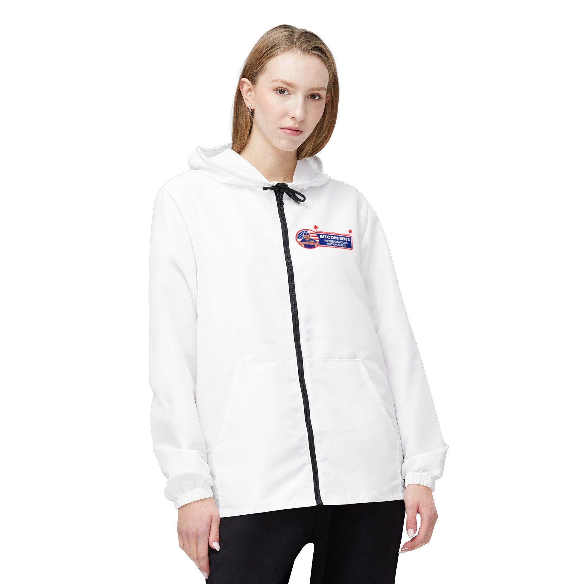 Bitcoin Ben Freedom Club Port Charlotte Windbreaker Jacket (AOP) - Miniaday Designs, LLC.