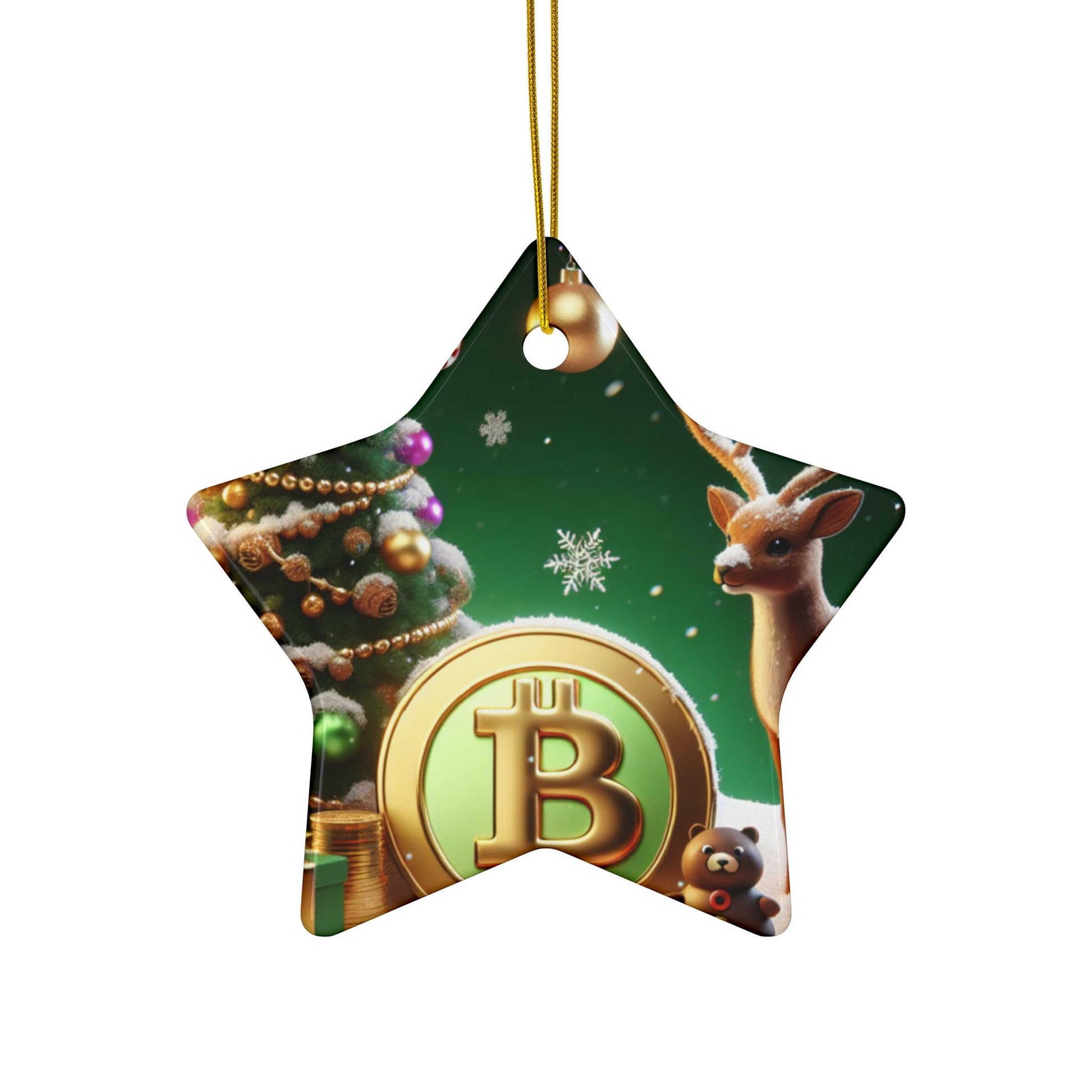 Reindeer, Bitcoin Christmas Ceramic Ornament, 4 Shapes - Miniaday Designs, LLC.