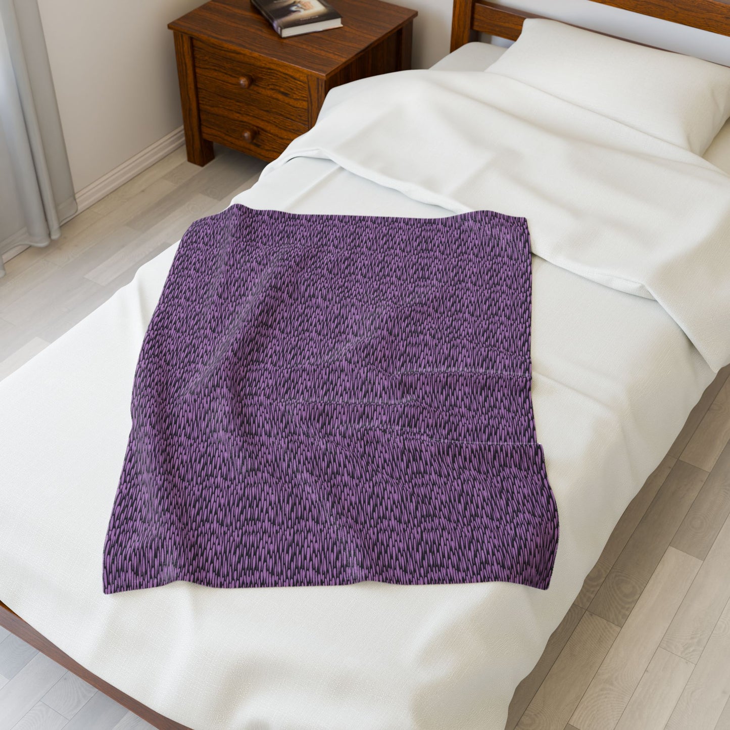 Purple and Black Honeycomb Velveteen Plush Blanket