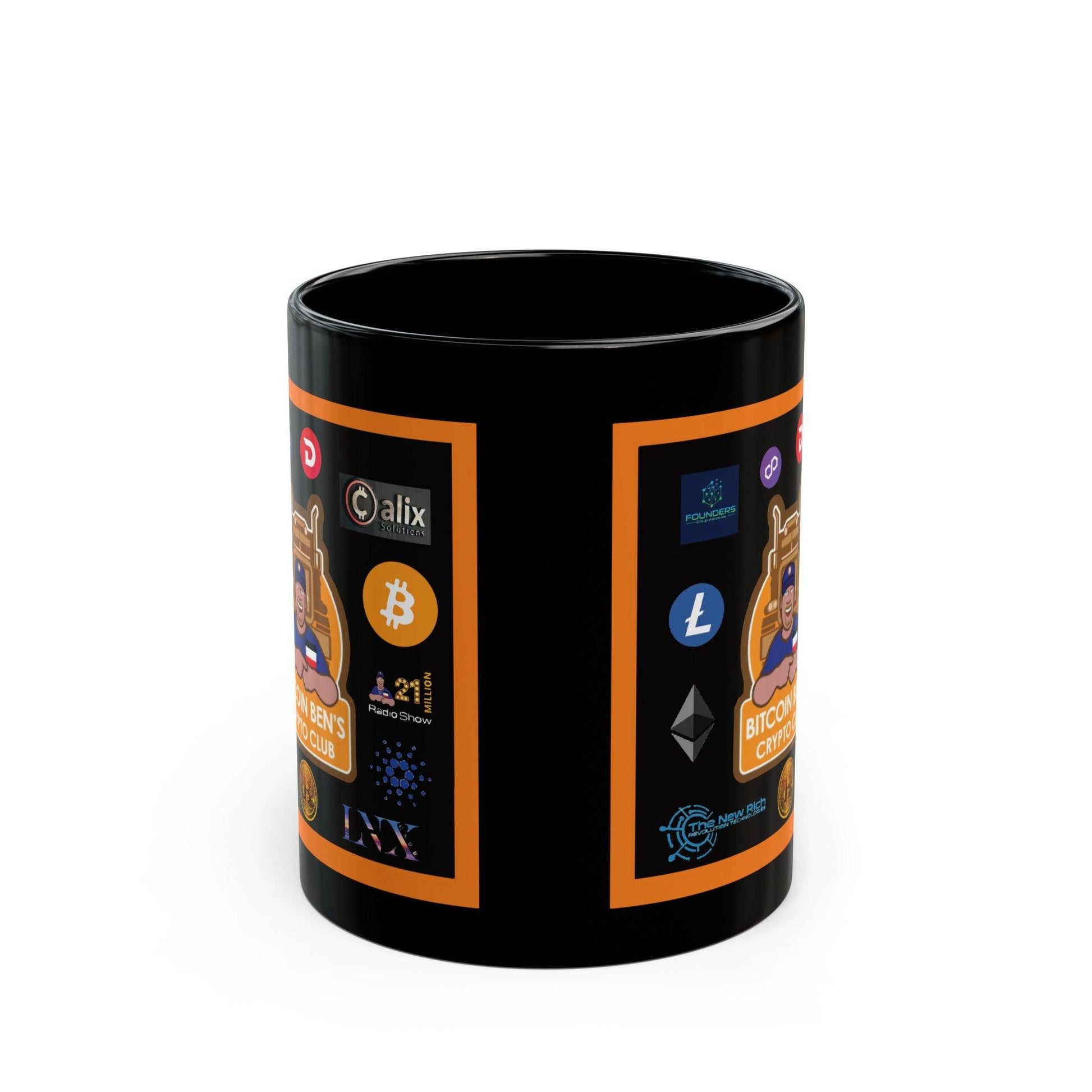 Bitcoin Ben Crypto Club and Icons Black Mug (11oz) - Miniaday Designs, LLC.