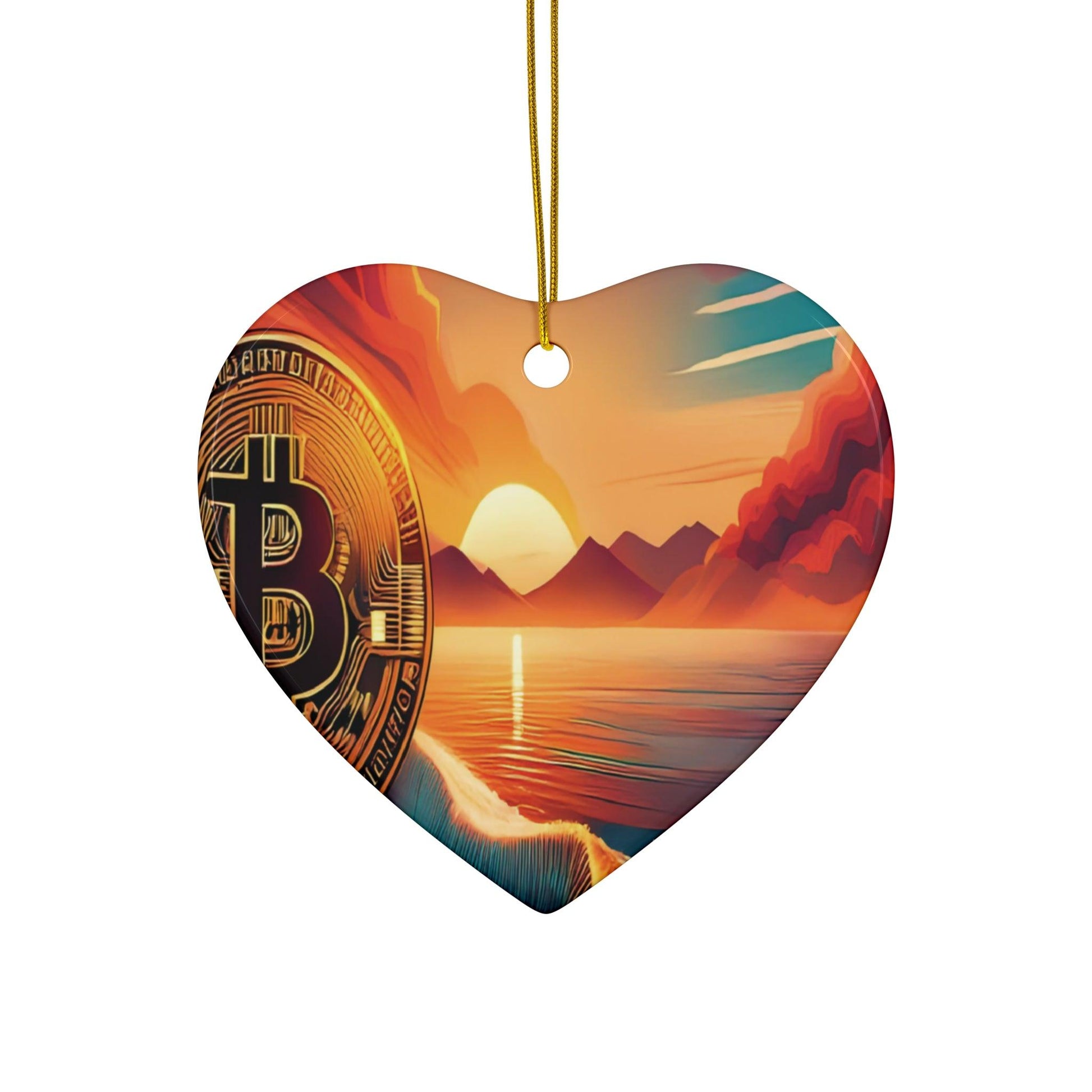 Ride the Wave with Bitcoin Ceramic Ornament, 4 Shapes - Miniaday Designs, LLC.
