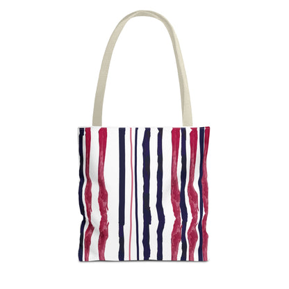 Patriotic Hand Drawn Red White and Blue StripesTote Bag (AOP)