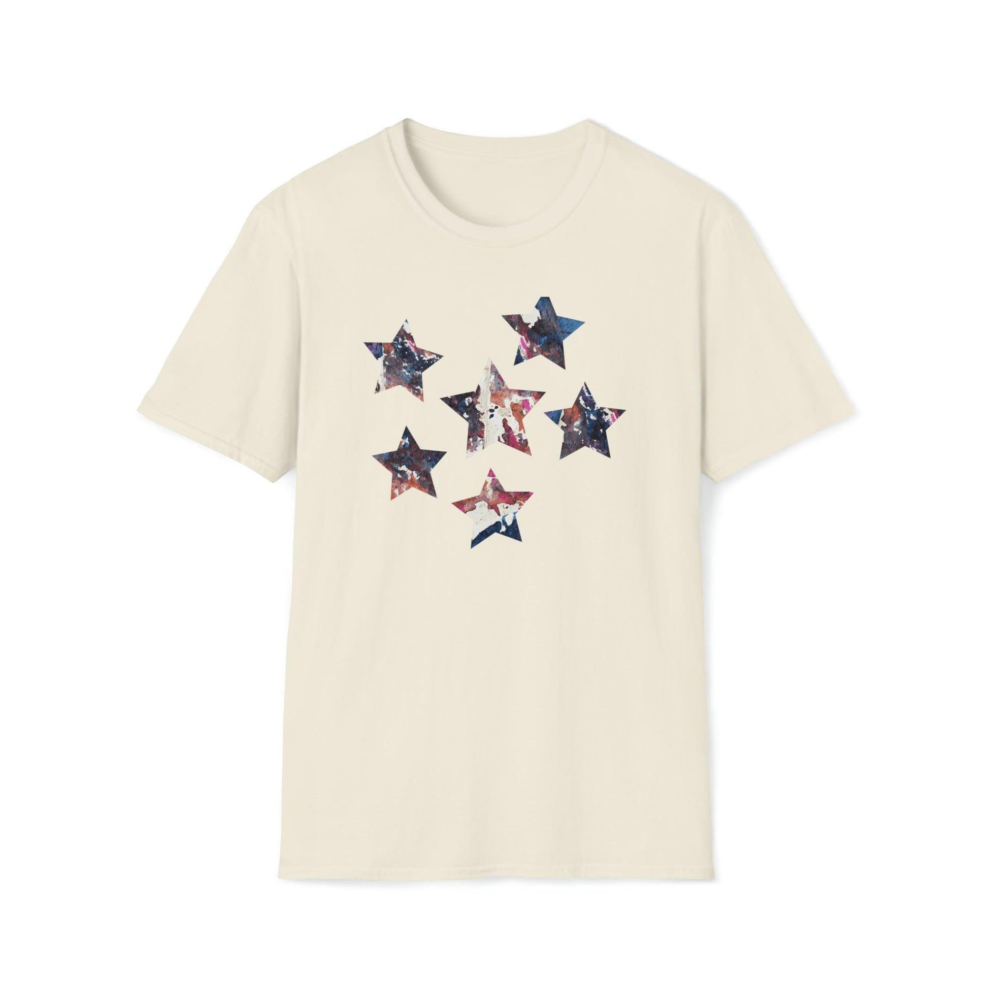 Miniaday Designs Stars Multicolor Unisex Softstyle T-Shirt - Miniaday Designs, LLC.