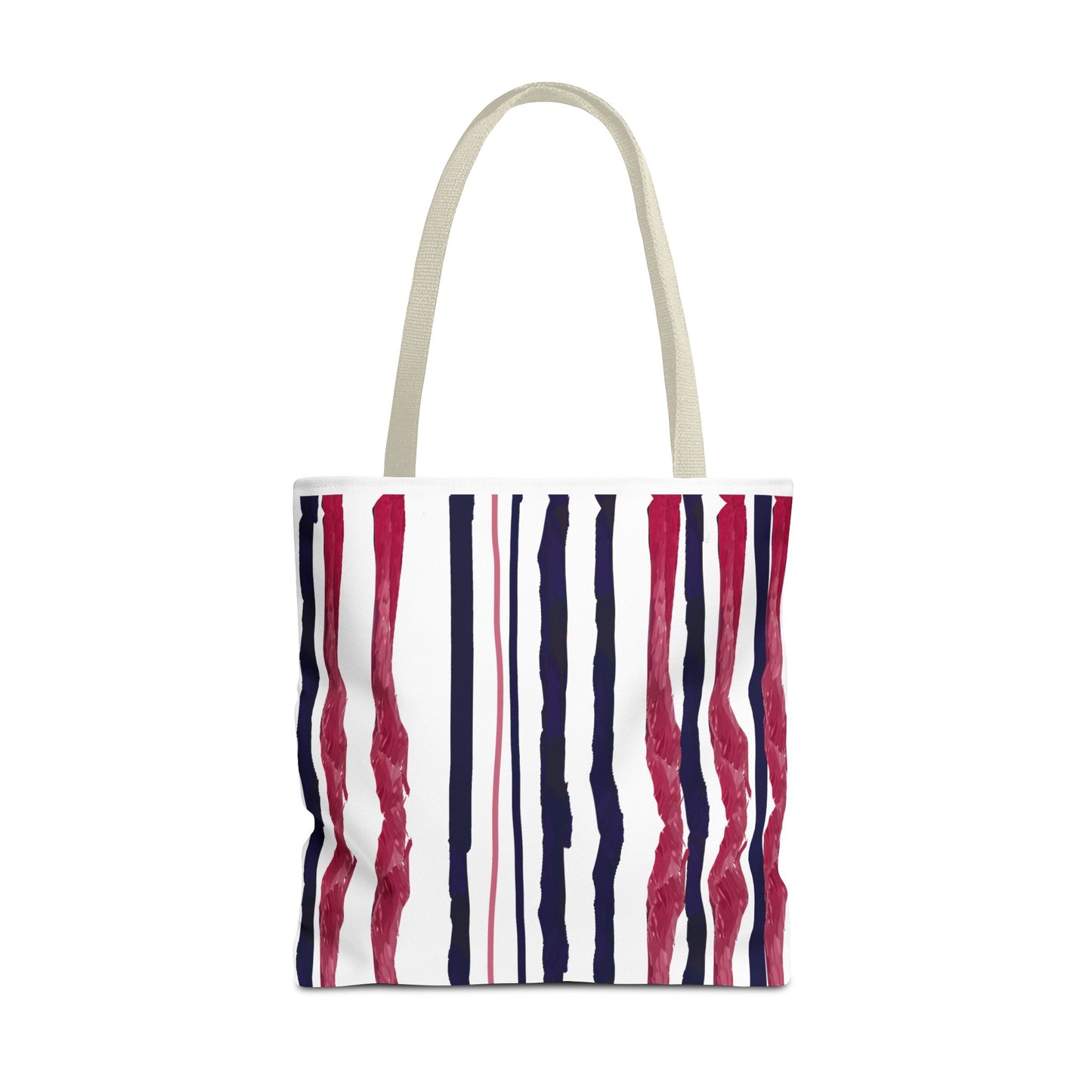 Patriotic Hand Drawn Red White and Blue StripesTote Bag (AOP)