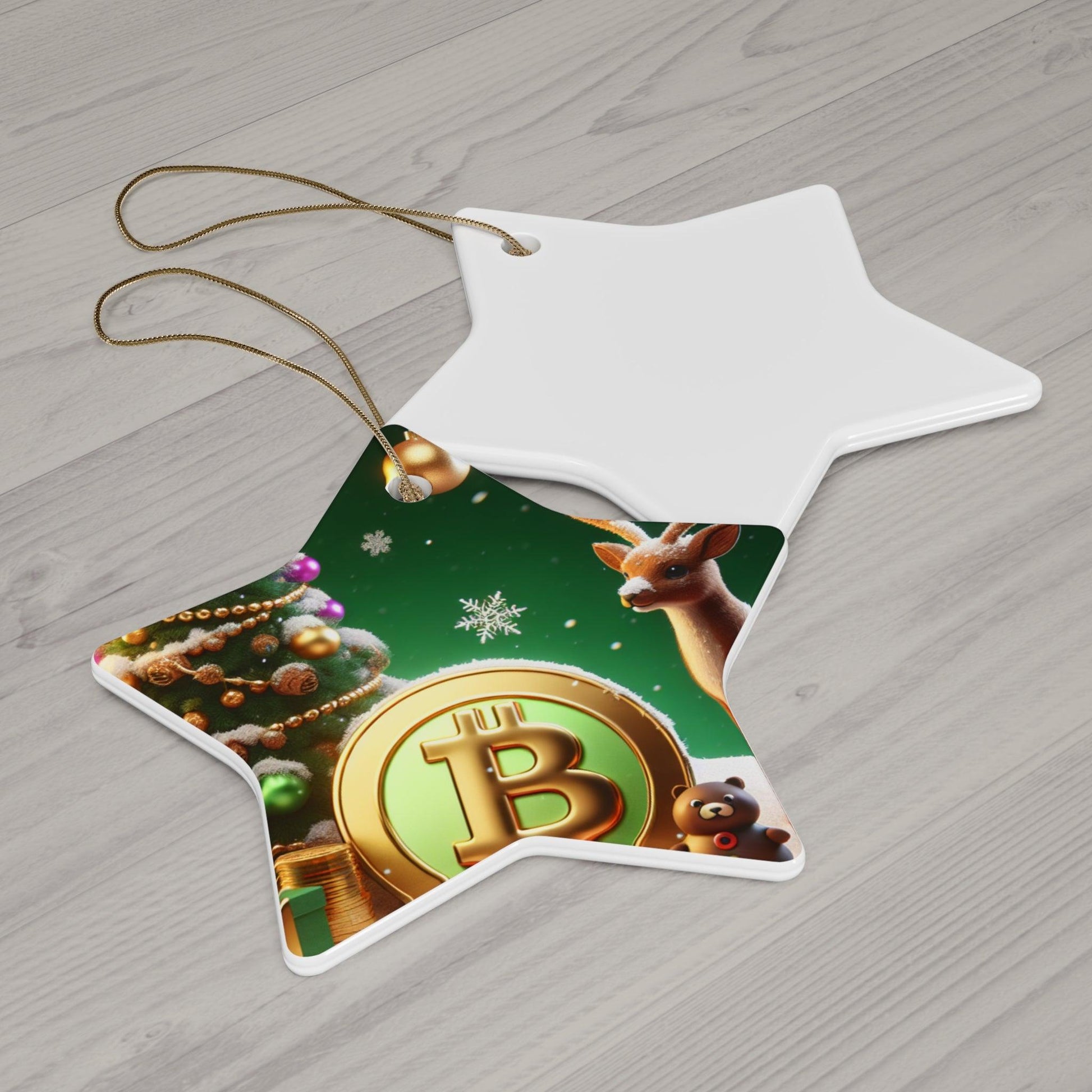 Reindeer, Bitcoin Christmas Ceramic Ornament, 4 Shapes - Miniaday Designs, LLC.