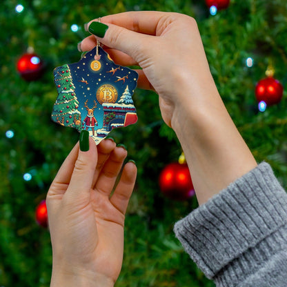 Bitcoin ChristmasCeramic Ornament, 4 Shapes - Miniaday Designs, LLC.