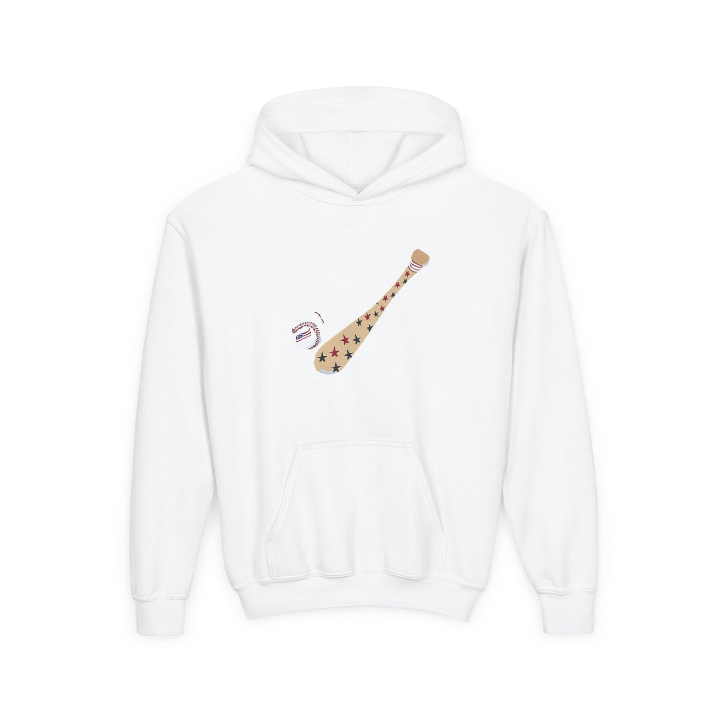 Patriotic Baseball and Bat Youth Heavy Blend Hooded Sweatshirt