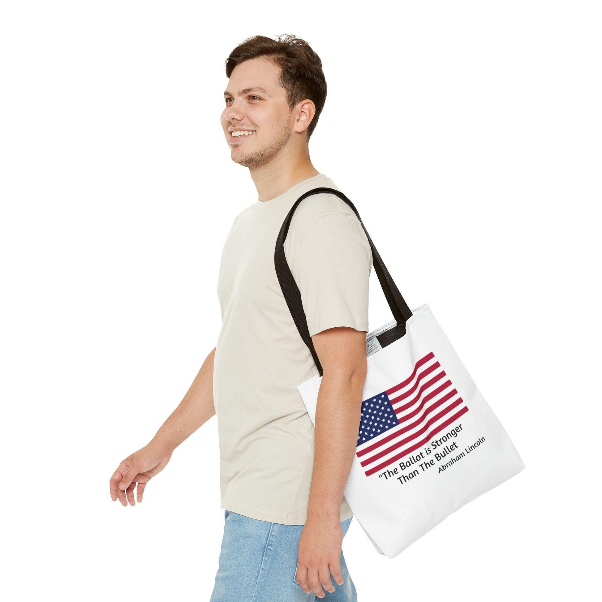 The Ballot is Stronger Than The Bullet Tote Bag (AOP) - Miniaday Designs, LLC.