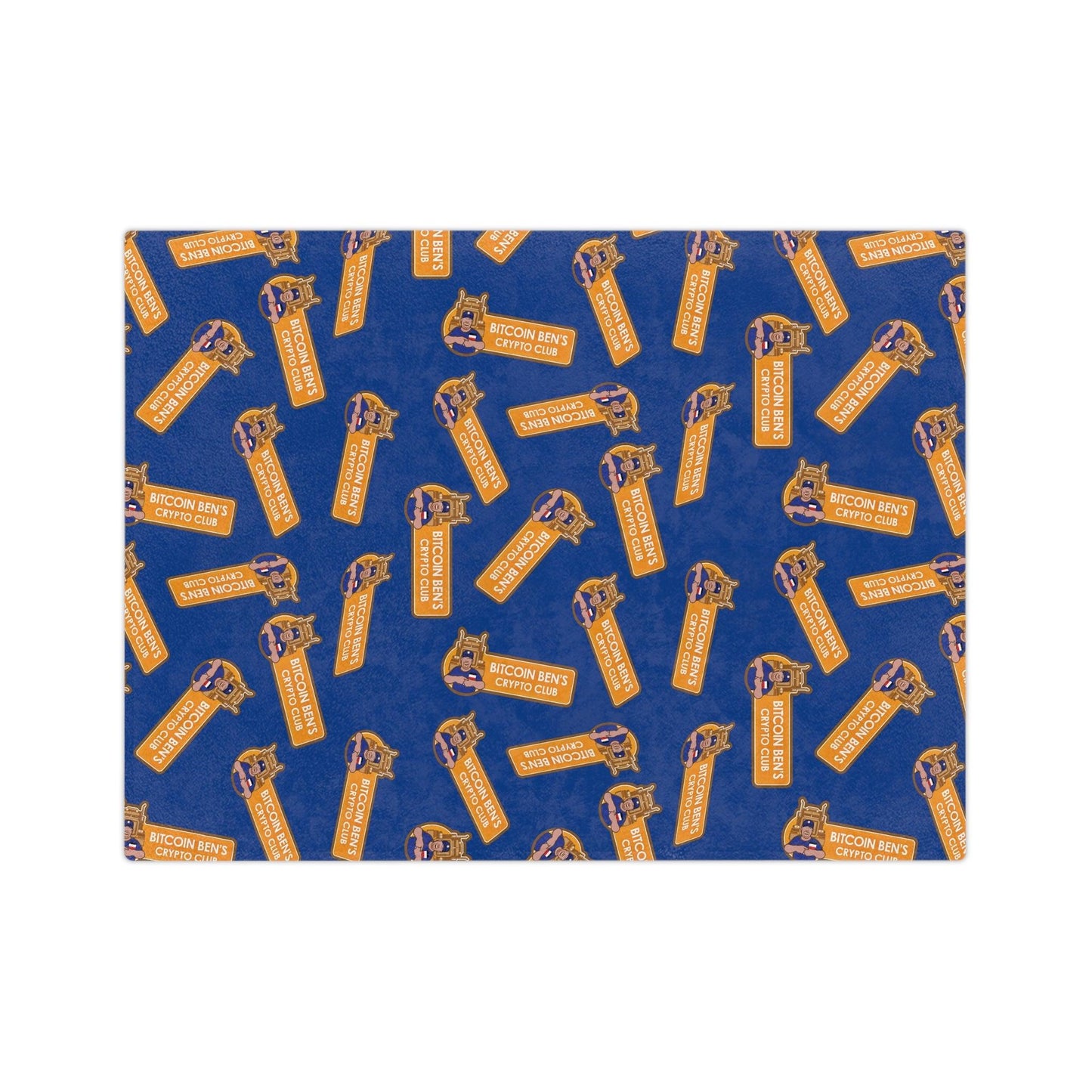 Miniaday Designs Bitcoin Ben Crypto Club Logo Velveteen Minky Blanket Blue - Miniaday Designs, LLC.
