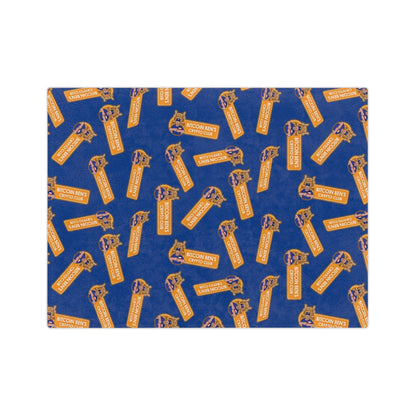 Miniaday Designs Bitcoin Ben Crypto Club Logo Velveteen Minky Blanket Blue - Miniaday Designs, LLC.