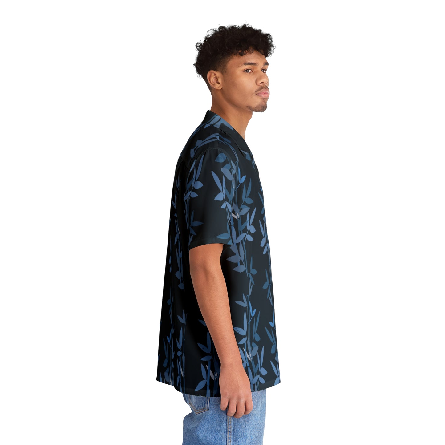 Miniaday Designs Camisa hawaiana para hombre de bambú azul oscuro