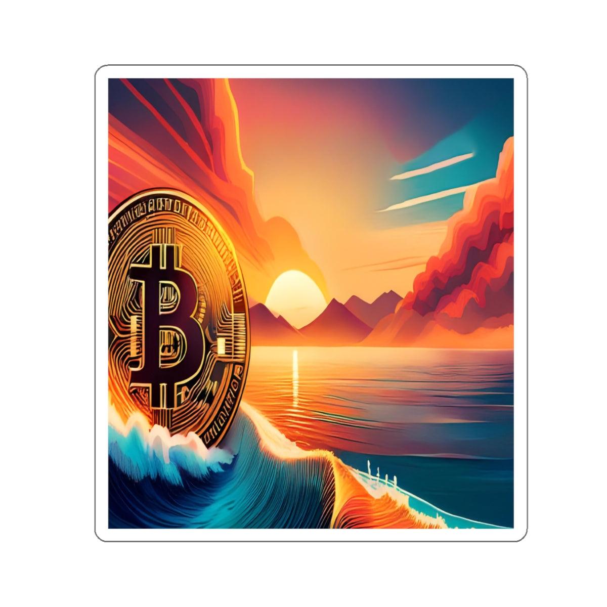 Ride the Wave Bitcoin Kiss-Cut Stickers - Miniaday Designs, LLC.