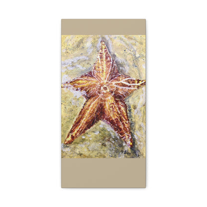Hand Painted Watercolor Original Starfish Signed Matte Canvas, Stretched, 1.25"