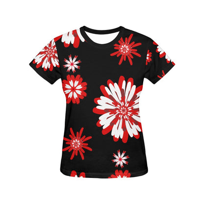 Miniaday Designs Crimson Petal Contrast Women's Tops