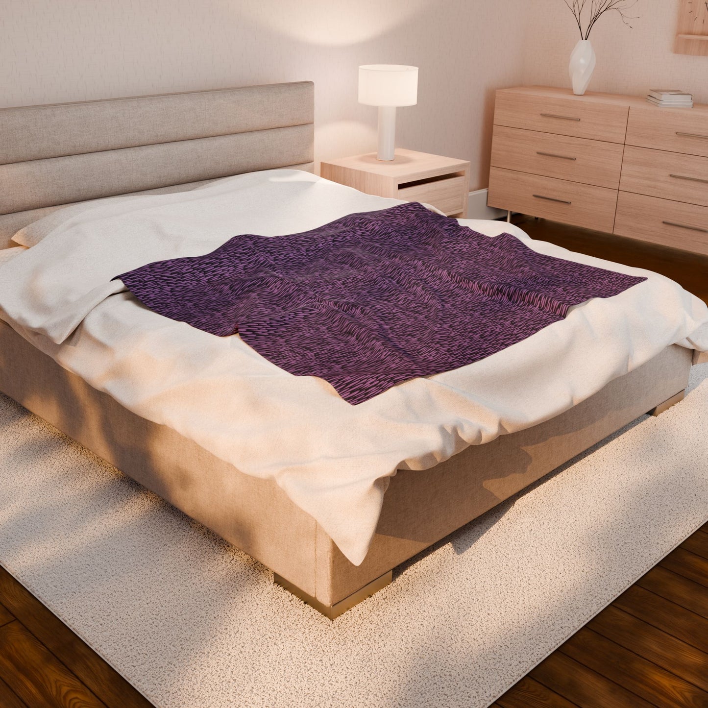Purple and Black Honeycomb Velveteen Plush Blanket