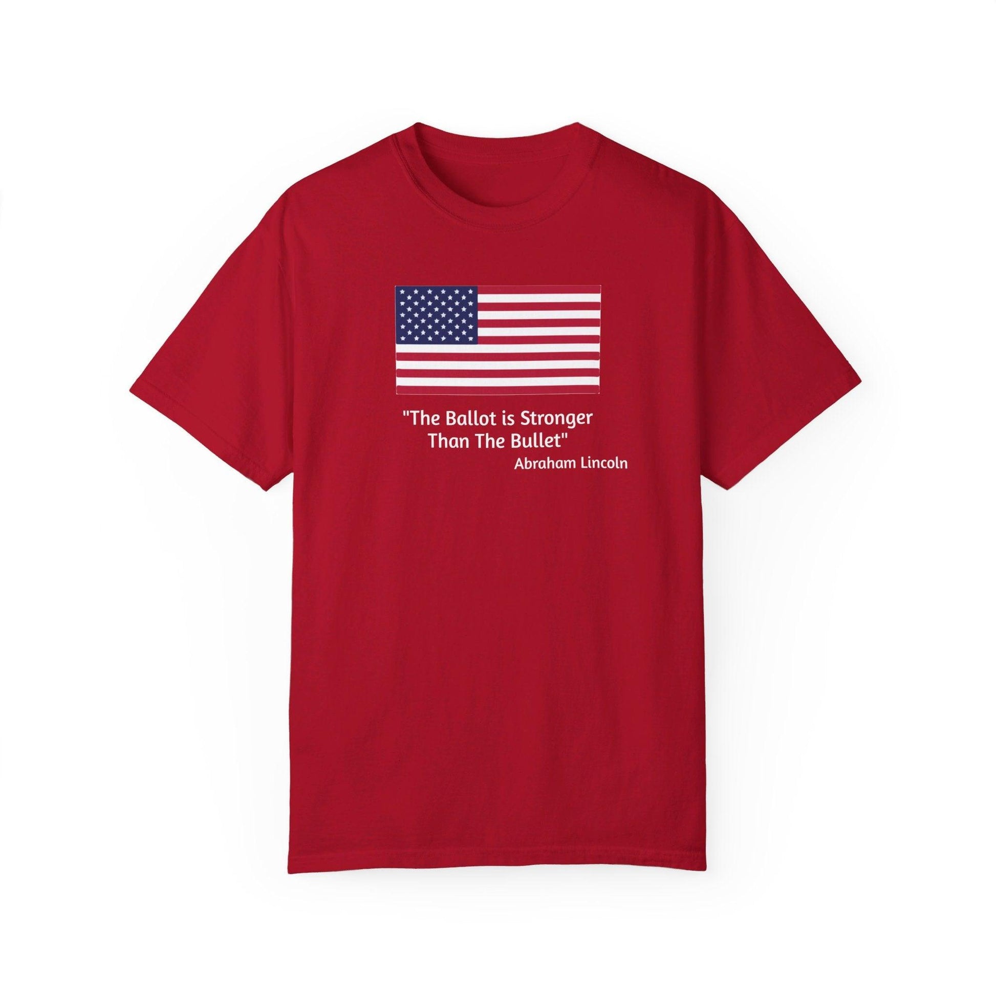 The Ballot is Stronger Than The Bullet Unisex Garment-Dyed T-shirt - Miniaday Designs, LLC.