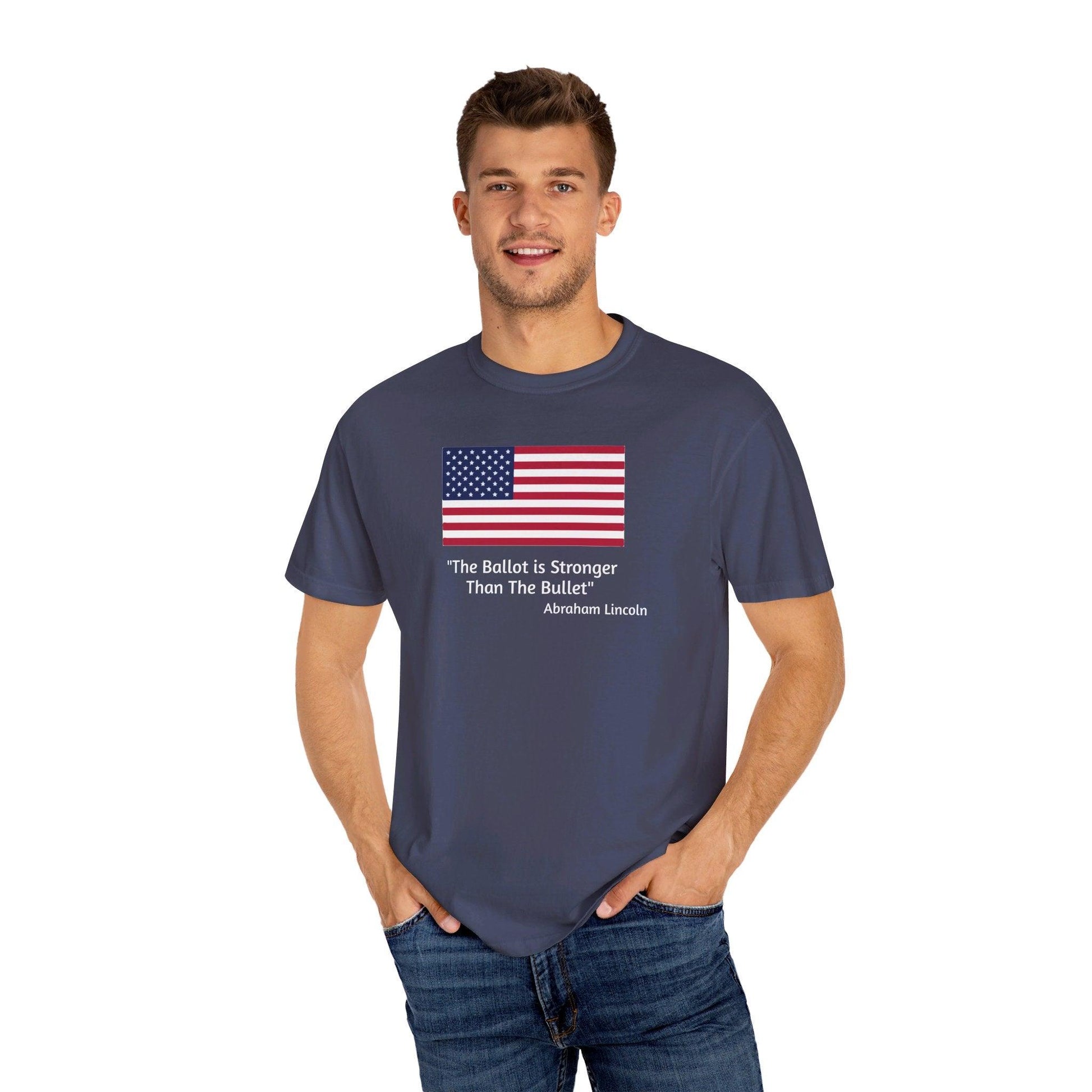 The Ballot is Stronger Than The Bullet Unisex Garment-Dyed T-shirt - Miniaday Designs, LLC.