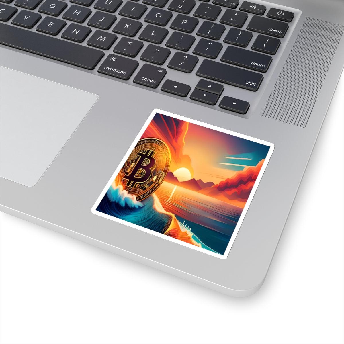 Ride the Wave Bitcoin Kiss-Cut Stickers - Miniaday Designs, LLC.