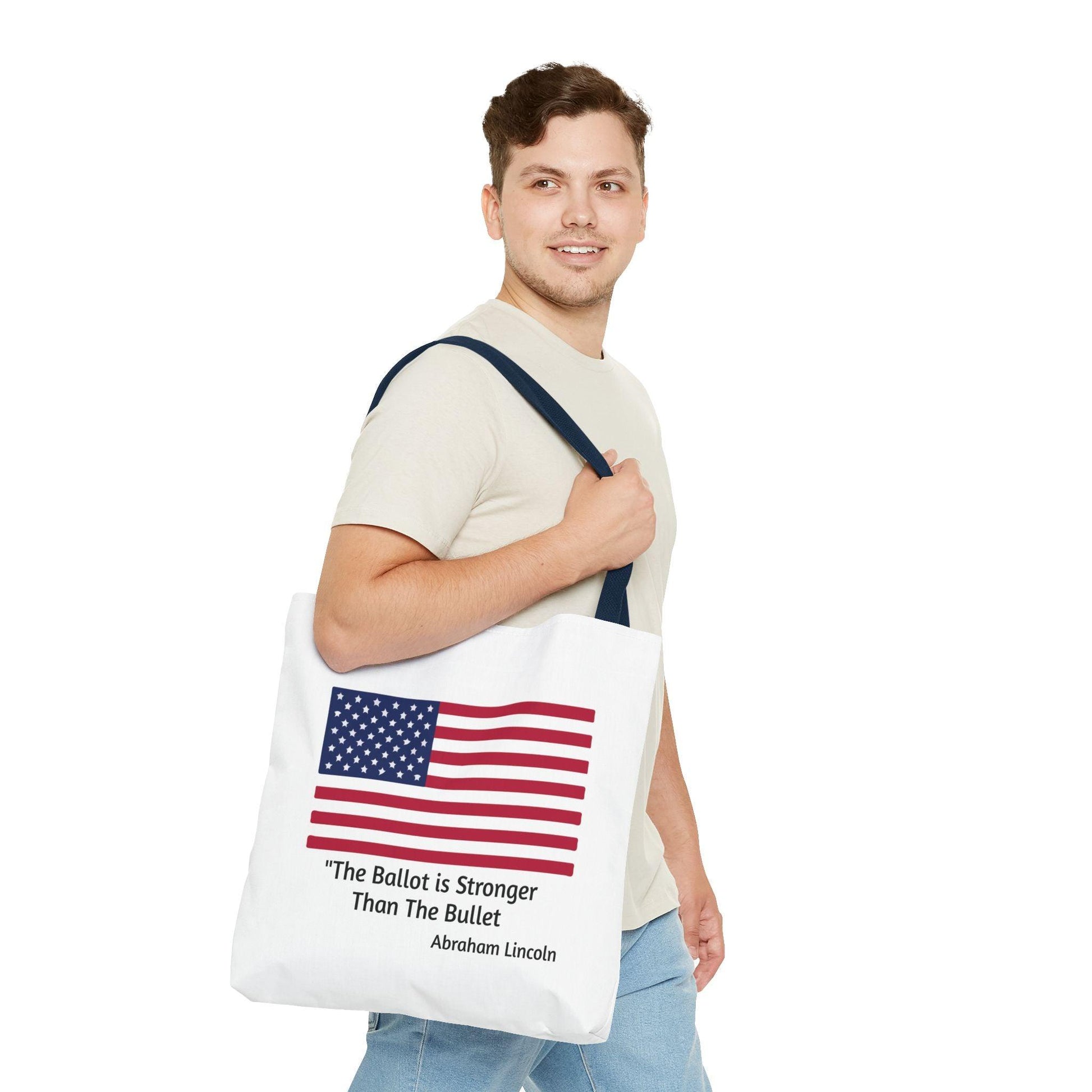 The Ballot is Stronger Than The Bullet Tote Bag (AOP) - Miniaday Designs, LLC.