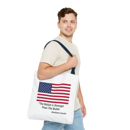 The Ballot is Stronger Than The Bullet Tote Bag (AOP) - Miniaday Designs, LLC.