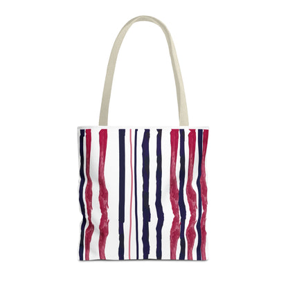 Patriotic Hand Drawn Red White and Blue StripesTote Bag (AOP)