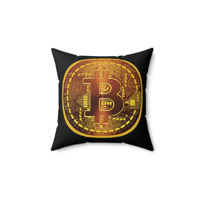 Bitcoin Spun Polyester Square Pillow - Miniaday Designs, LLC.