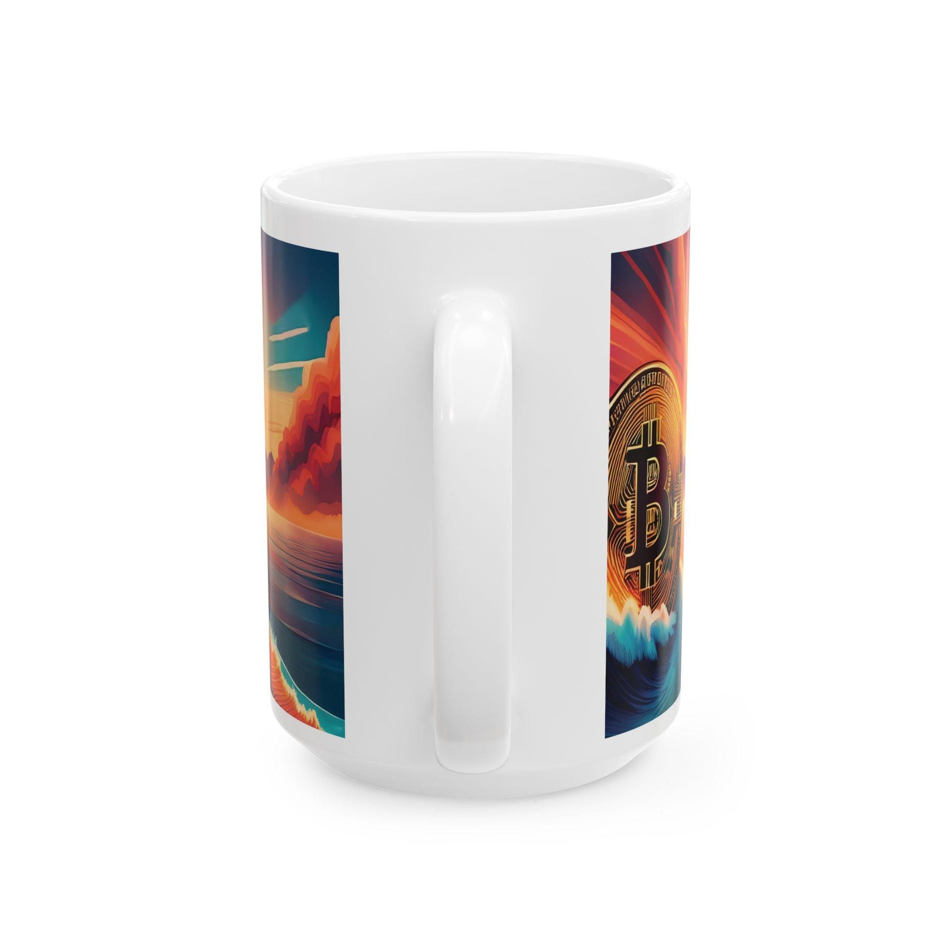 Ride the Wave Bitcoin Ceramic Mug, (11oz, 15oz) - Miniaday Designs, LLC.