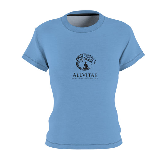 Allvitae Blue with Black and White Design Women's Cut & Sew Tee