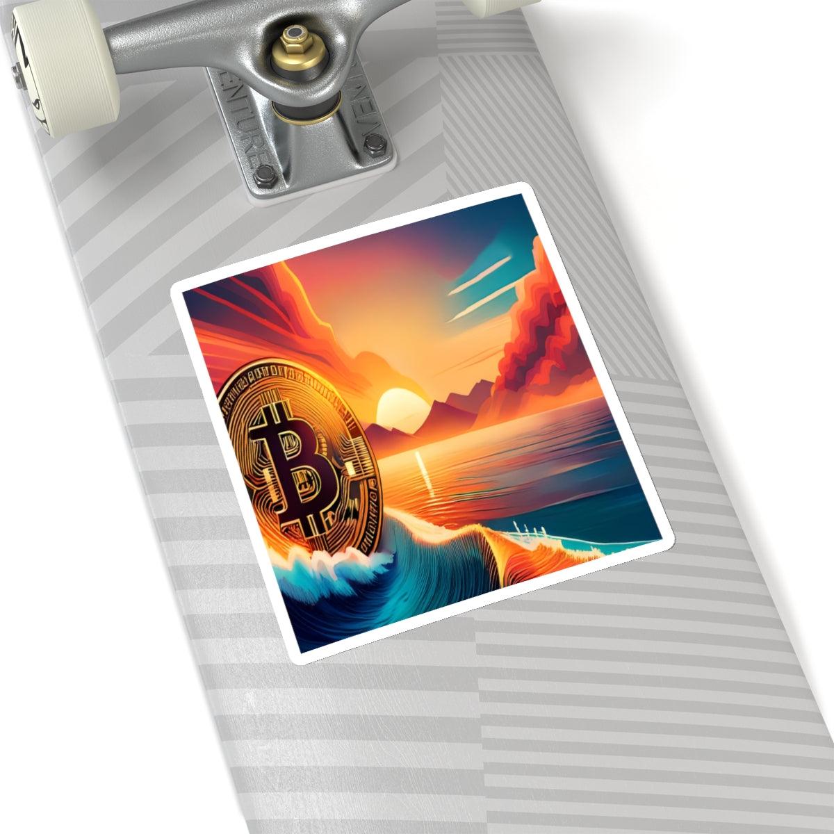 Ride the Wave Bitcoin Kiss-Cut Stickers - Miniaday Designs, LLC.