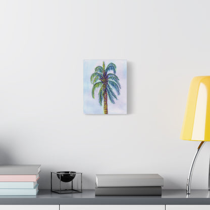 Hand Painted Watercolor Queen Palm Signed Matte Canvas, Stretched, 1.25"