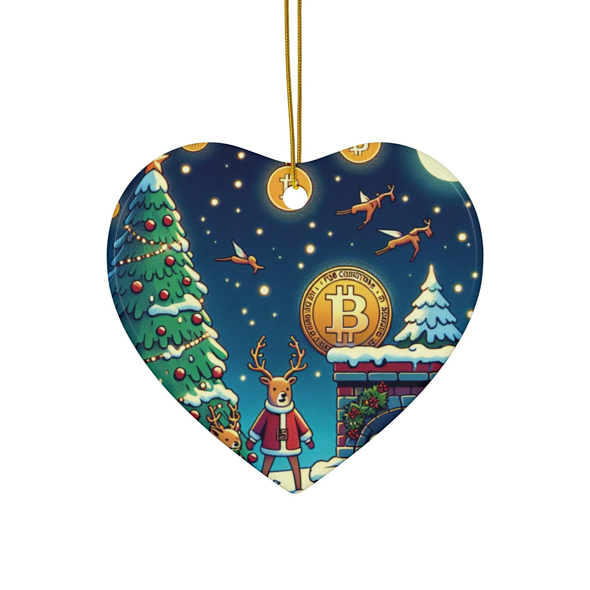 Bitcoin ChristmasCeramic Ornament, 4 Shapes - Miniaday Designs, LLC.