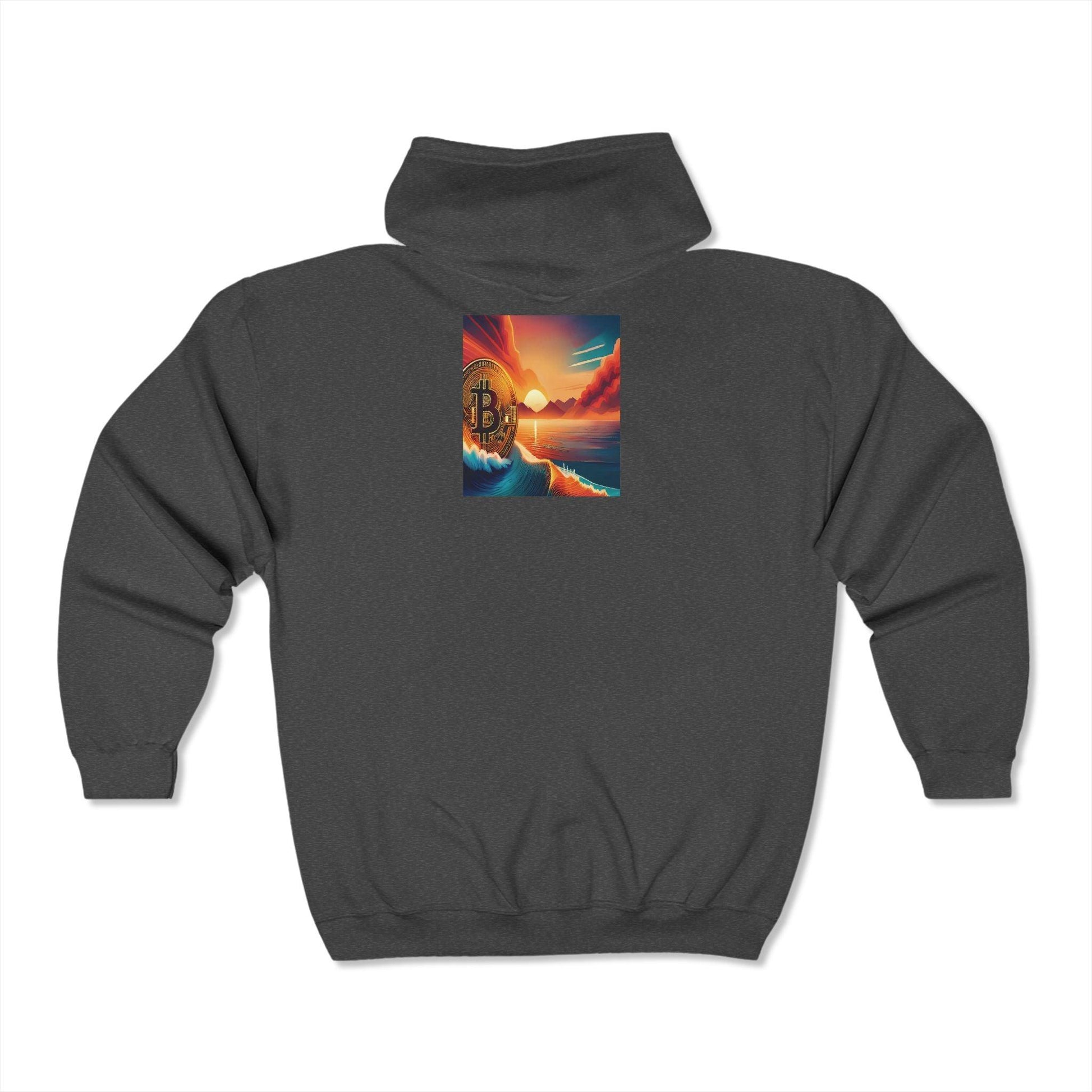 Riding the Wave- Bitcoin Unisex Heavy Blend™ Full Zip Hooded Sweatshirt - Miniaday Designs, LLC.