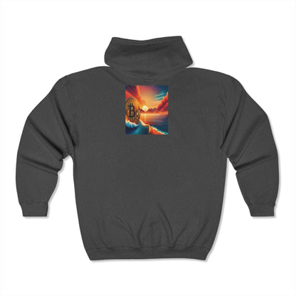 Riding the Wave- Bitcoin Unisex Heavy Blend™ Full Zip Hooded Sweatshirt - Miniaday Designs, LLC.