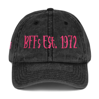 BFF's 5.5" x 1.92 "Length and Height Haystack Font Vintage Cap (Embroidery)