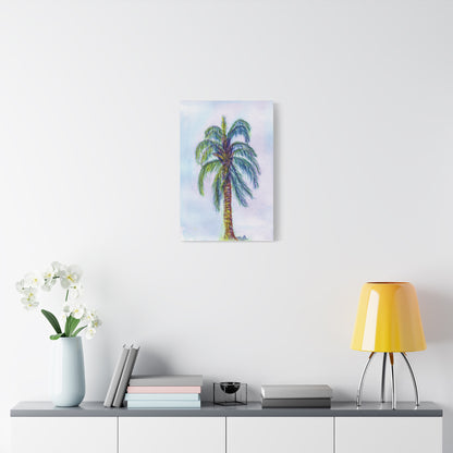 Hand Painted Watercolor Queen Palm Signed Matte Canvas, Stretched, 1.25"