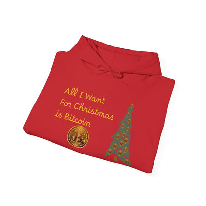 Golden All I Want for Christmas is Bitcoin and Bitcoin Crypto TreeUnisex Heavy Blend™ Hooded Sweatshirt - Miniaday Designs, LLC.