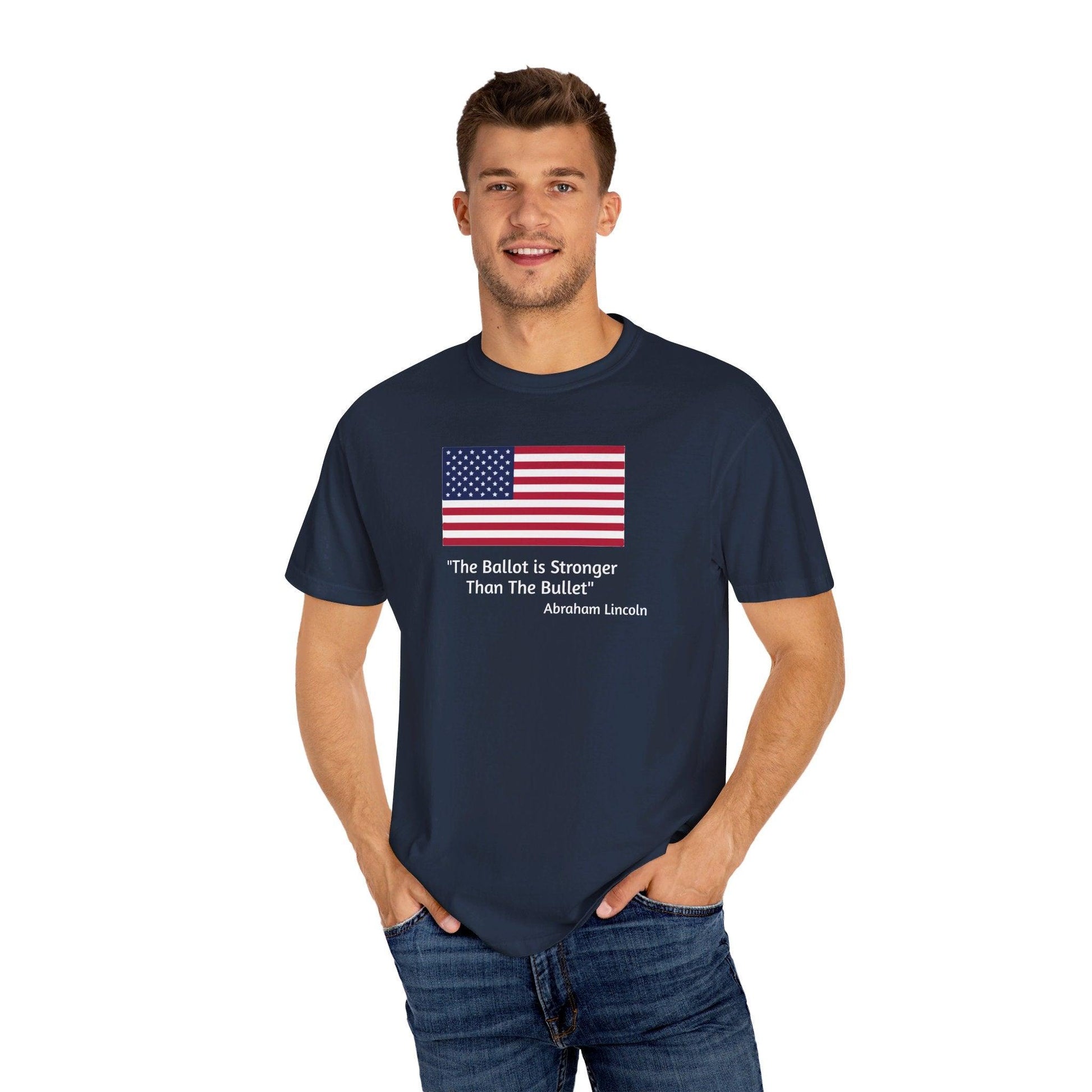 The Ballot is Stronger Than The Bullet Unisex Garment-Dyed T-shirt - Miniaday Designs, LLC.