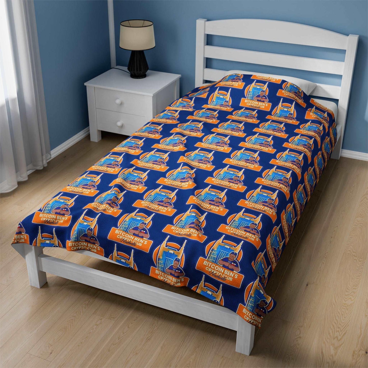 Bitcoin Ben Nashville Collection Velveteen Plush Blanket - Miniaday Designs, LLC.