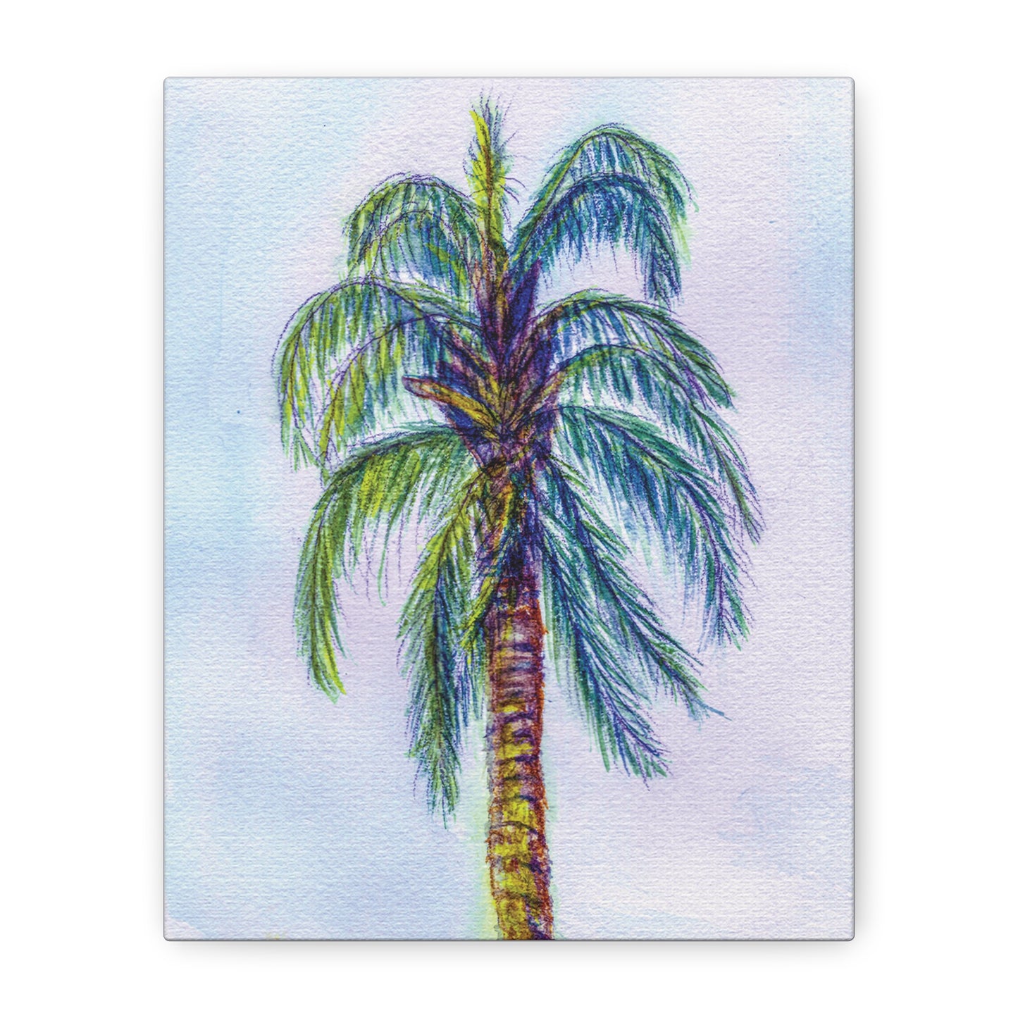 Hand Painted Watercolor Queen Palm Signed Matte Canvas, Stretched, 1.25"