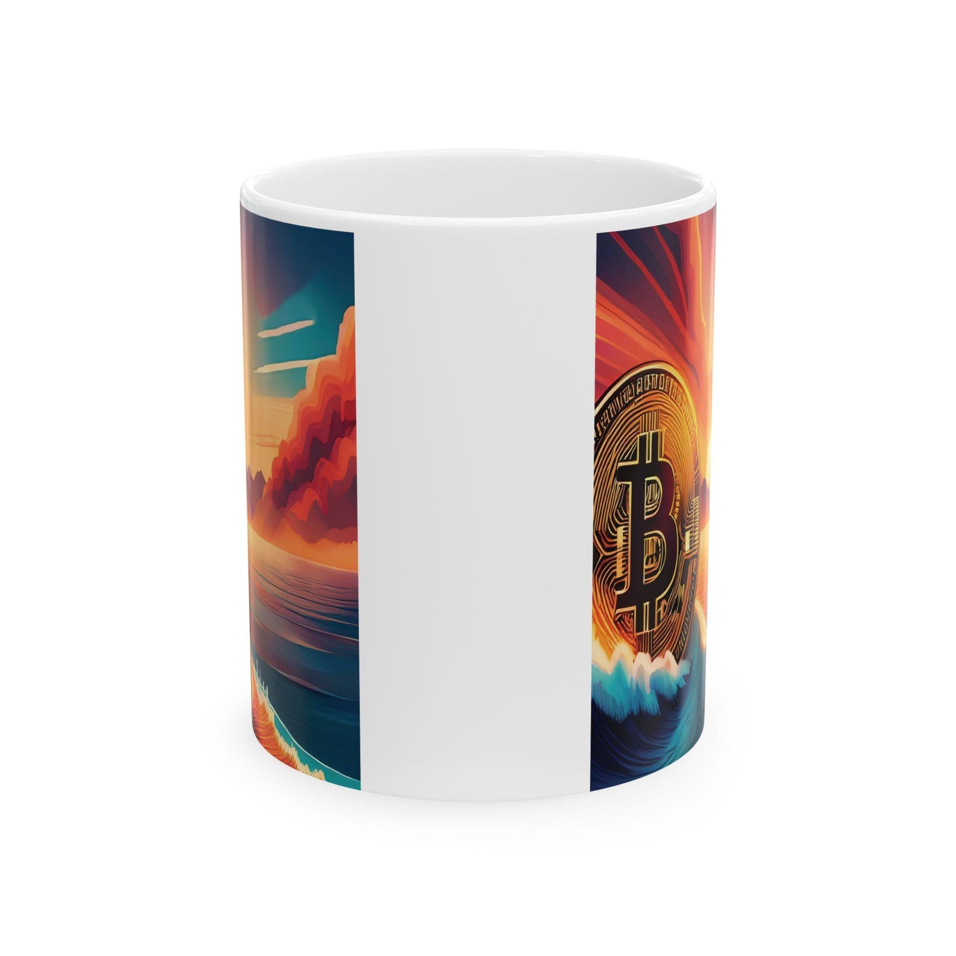 Ride the Wave Bitcoin Ceramic Mug, (11oz, 15oz) - Miniaday Designs, LLC.