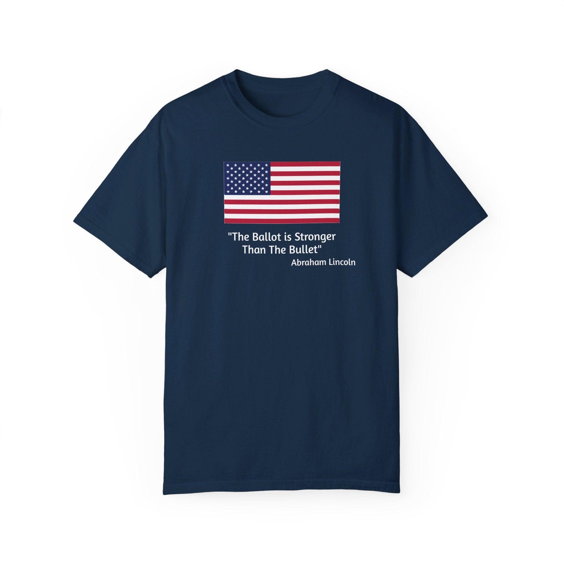 The Ballot is Stronger Than The Bullet Unisex Garment-Dyed T-shirt - Miniaday Designs, LLC.