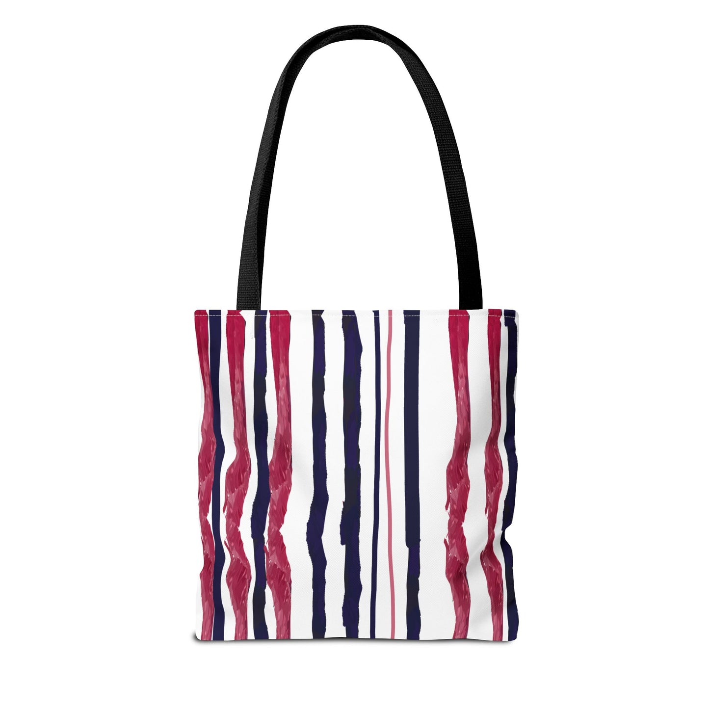 Patriotic Hand Drawn Red White and Blue StripesTote Bag (AOP)