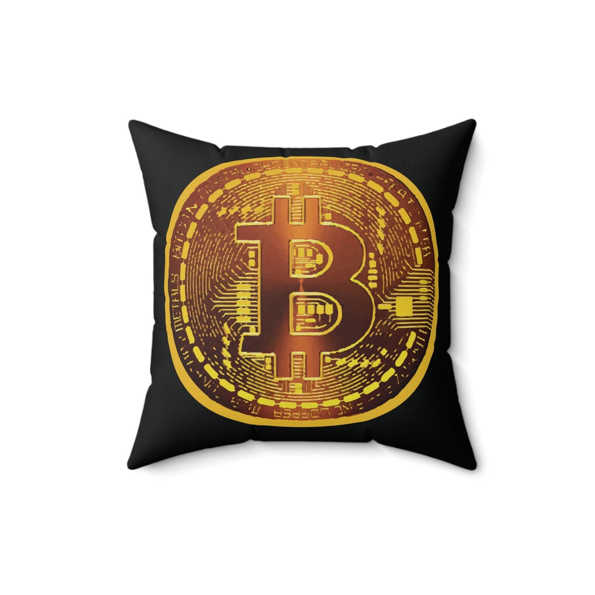 Bitcoin Spun Polyester Square Pillow - Miniaday Designs, LLC.