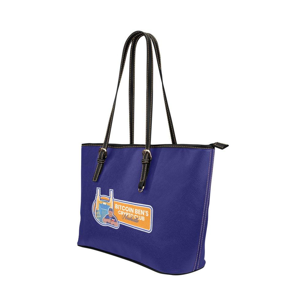 Miniaday Designs Bitcoin Ben Nashville Club Ladies Handbag Leather Tote Bag/Small (Model 1651) - Miniaday Designs, LLC.