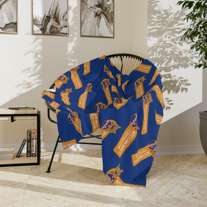 Miniaday Designs Bitcoin Ben Crypto Club Logo Velveteen Minky Blanket Blue - Miniaday Designs, LLC.