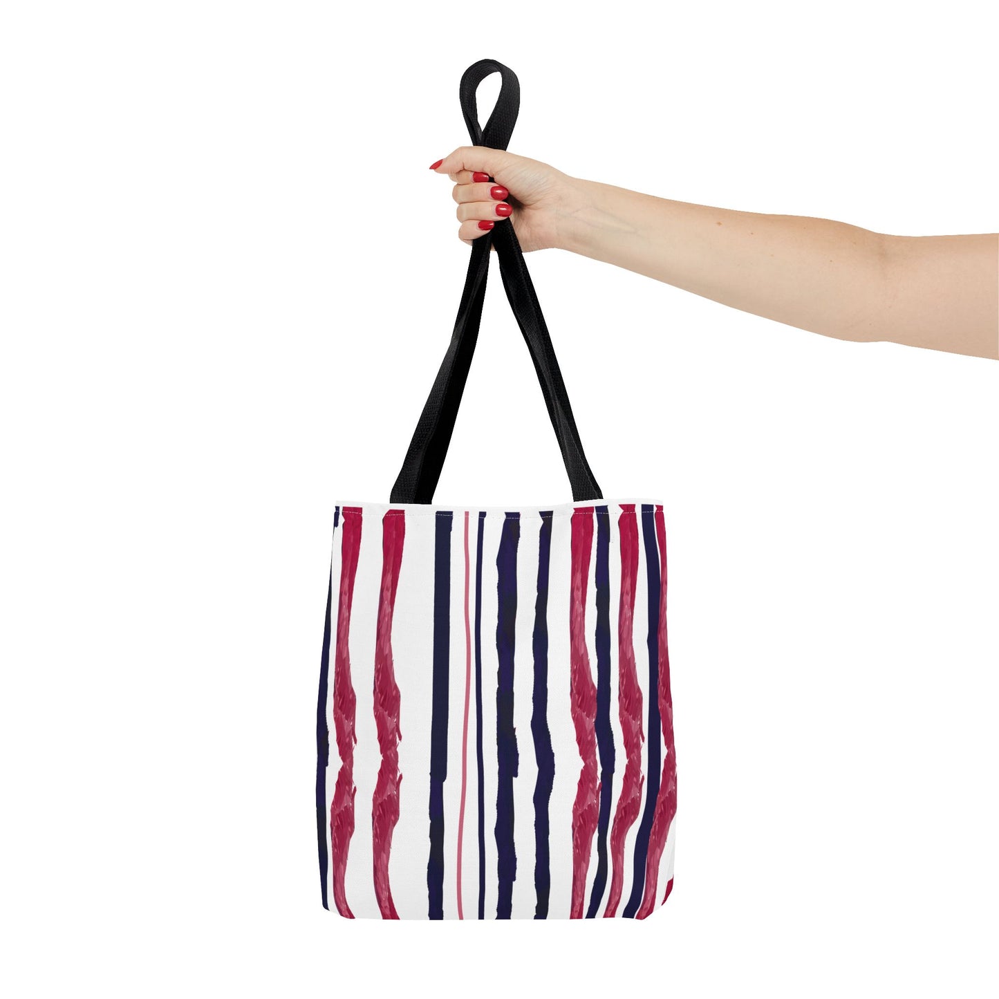 Patriotic Hand Drawn Red White and Blue StripesTote Bag (AOP)